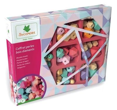 Coffret de perles en bois diamants - Sycomore